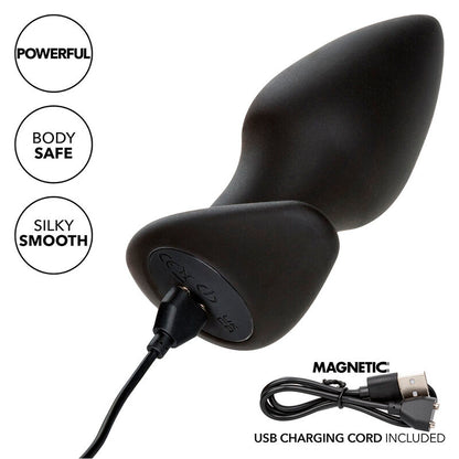 CALEXOTICS - ROCK BOTTOM PERFECT ANAL PLUG 10 VIBRATIONS SILICONE BLACK - My naughty haven #