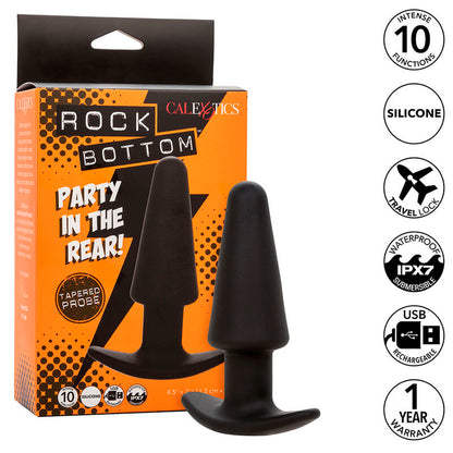 CALEXOTICS - ROCK BOTTOM TAPERED ANAL PLUG 10 VIBRACIONES SILICONE BLACK - My naughty haven #