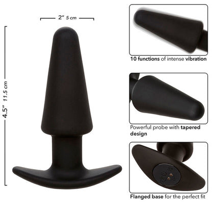 CALEXOTICS - ROCK BOTTOM TAPERED ANAL PLUG 10 VIBRACIONES SILICONE BLACK - My naughty haven #