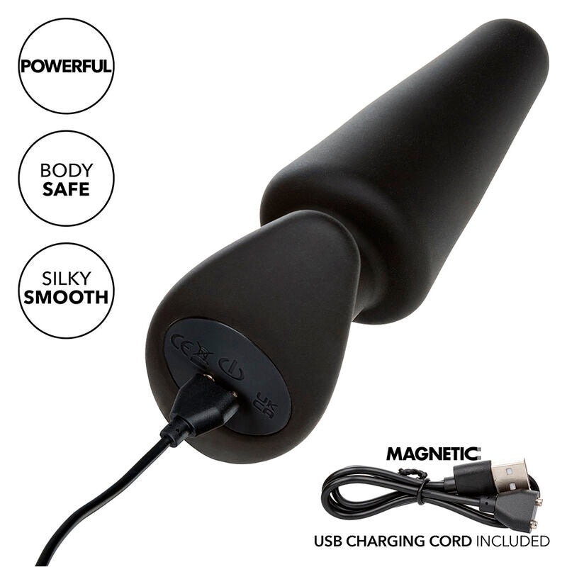 CALEXOTICS - ROCK BOTTOM TAPERED ANAL PLUG 10 VIBRACIONES SILICONE BLACK - My naughty haven #