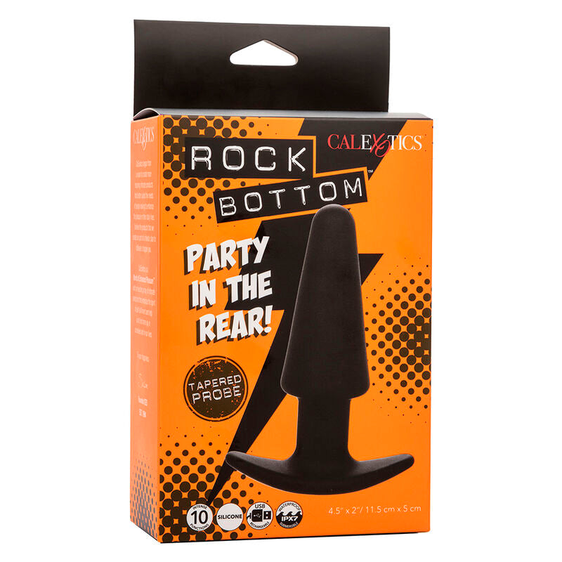 CALEXOTICS - ROCK BOTTOM TAPERED ANAL PLUG 10 VIBRACIONES SILICONE BLACK - My naughty haven #