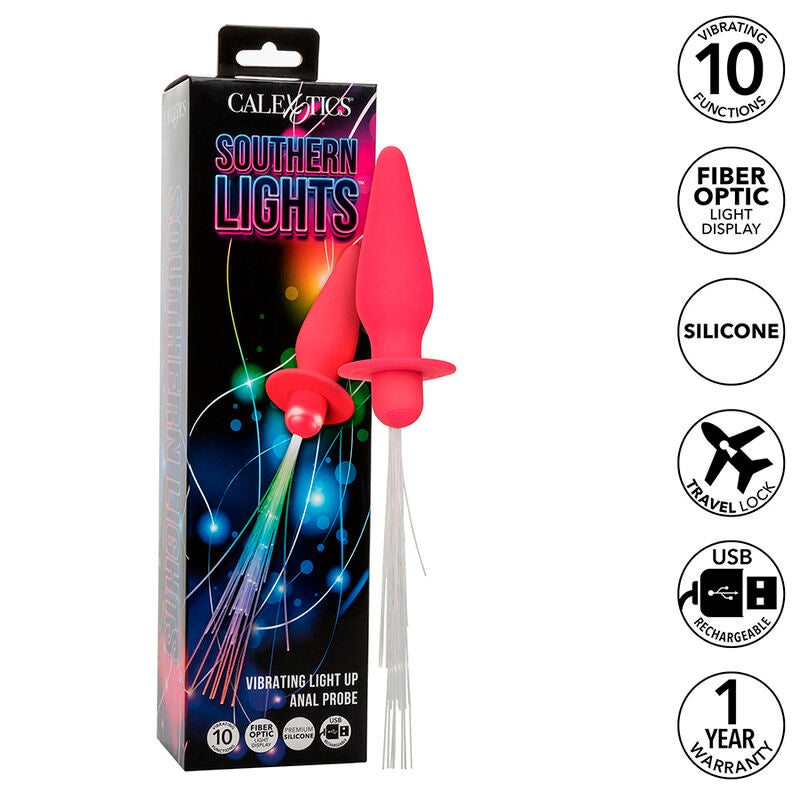 CALEXOTICS - SOUTHERN LIGHTS LIGHT UP ANAL PLUG 10 VIBRATIONS SILICONE PINK - My naughty haven #