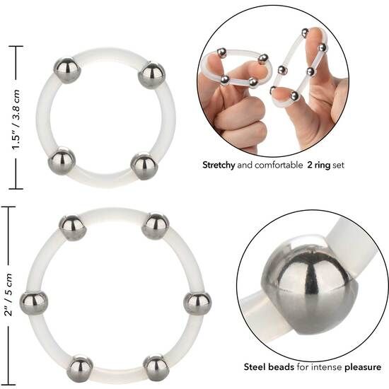 CALEXOTICS - STEEL BEADED SILICONE RING SET - My naughty haven #