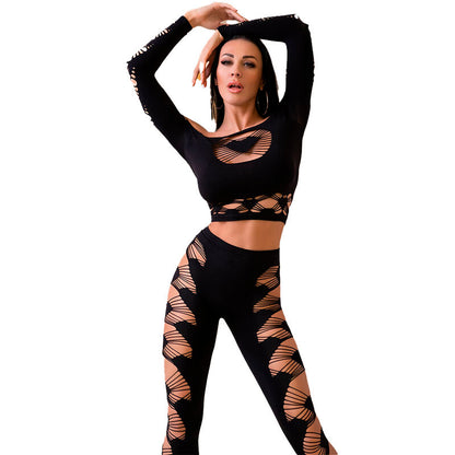 CHILIROSE - CR 4436 TOP & LEGGINS BLACK S/L - My naughty haven #