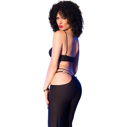 CHILIROSE - CR 4851 BLACK TOP AND LEGGINGS SET WITH GOLDEN ACCESSORIES S - My naughty haven #