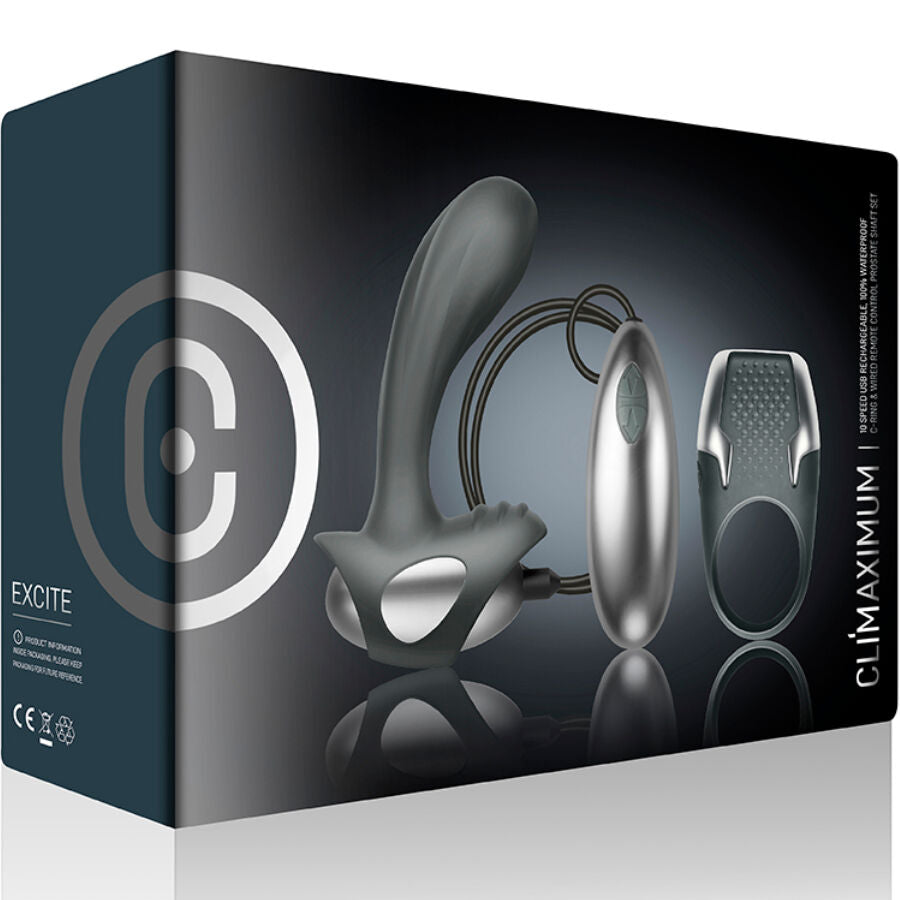 CLIMAXIMUM - EXCITE KIT COCK RING + WIRE PROSTATE MASSAGER - My naughty haven #