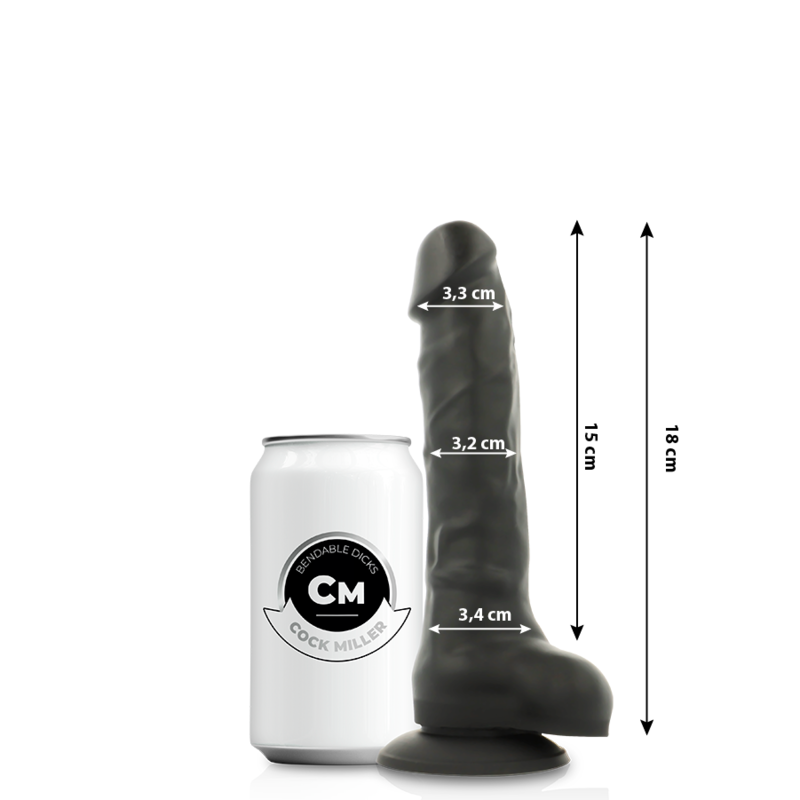 COCK MILLER - DILDO REALISTIC SILICONE DENSITY ARTICULABLE BLACK 18 CM - My naughty haven #