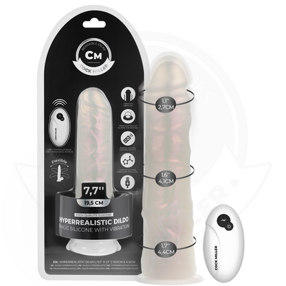 COCK MILLER - DILDO WITH SUCTION CUP, LIGHTS AND VIBRATION WITH REMOTE CONTROL WHITE 19.5 CM - My naughty haven #