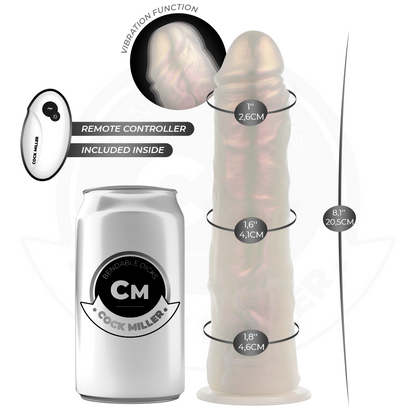 COCK MILLER - DILDO WITH SUCTION CUP, LIGHTS AND VIBRATION WITH REMOTE CONTROL WHITE 20.5 CM - My naughty haven #