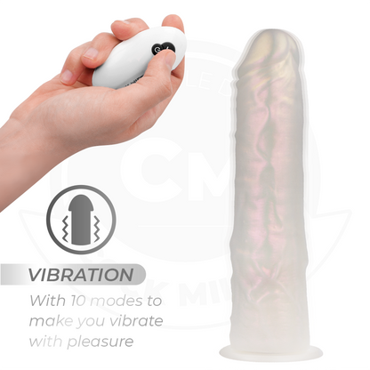 COCK MILLER - DILDO WITH SUCTION CUP, LIGHTS AND VIBRATION WITH REMOTE CONTROL WHITE 20.5 CM - My naughty haven #