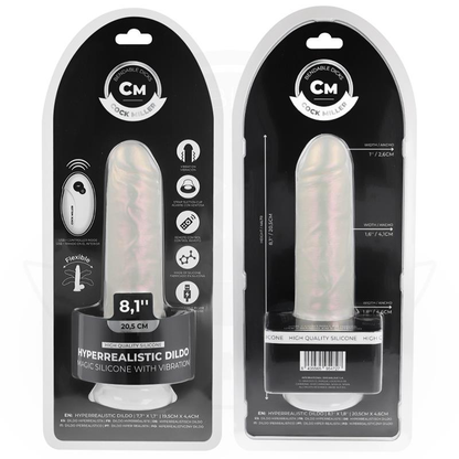 COCK MILLER - DILDO WITH SUCTION CUP, LIGHTS AND VIBRATION WITH REMOTE CONTROL WHITE 20.5 CM - My naughty haven #