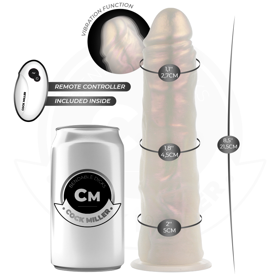 COCK MILLER - DILDO WITH SUCTION CUP, LIGHTS AND VIBRATION WITH REMOTE CONTROL WHITE 21.5 CM - My naughty haven #