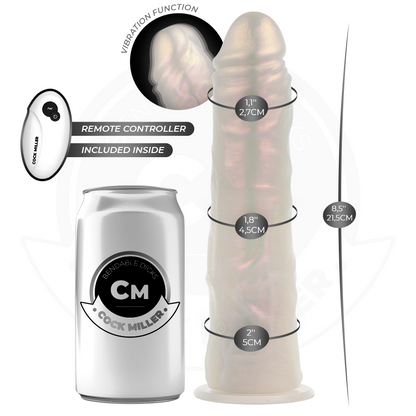 COCK MILLER - DILDO WITH SUCTION CUP, LIGHTS AND VIBRATION WITH REMOTE CONTROL WHITE 21.5 CM - My naughty haven #