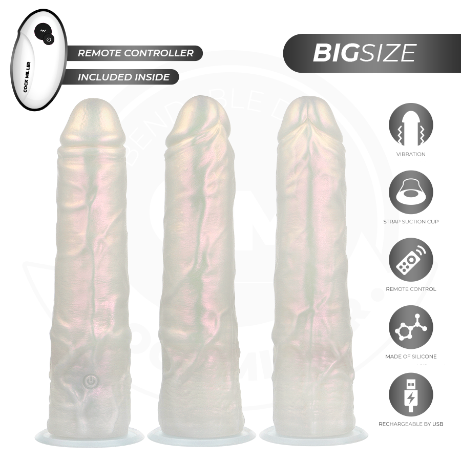 COCK MILLER - DILDO WITH SUCTION CUP, LIGHTS AND VIBRATION WITH REMOTE CONTROL WHITE 21.5 CM - My naughty haven #