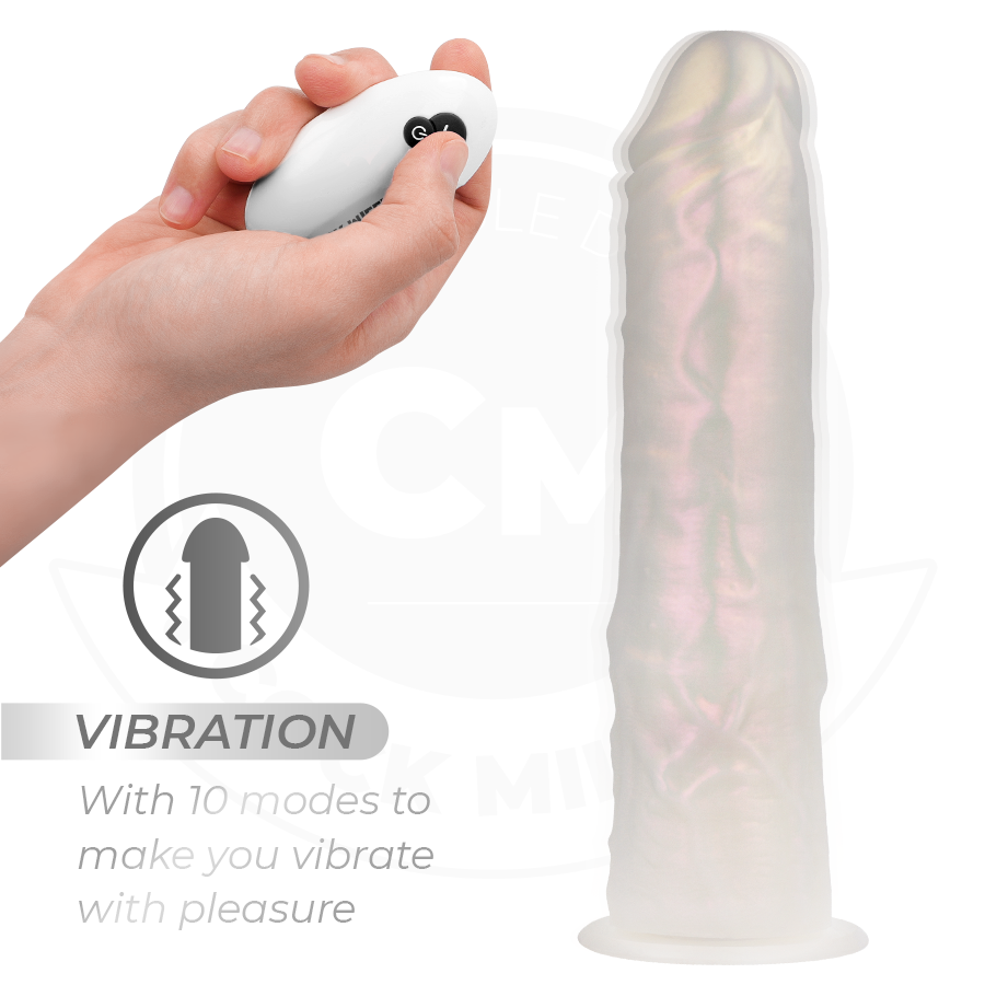 COCK MILLER - DILDO WITH SUCTION CUP, LIGHTS AND VIBRATION WITH REMOTE CONTROL WHITE 21.5 CM - My naughty haven #