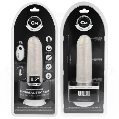 COCK MILLER - DILDO WITH SUCTION CUP, LIGHTS AND VIBRATION WITH REMOTE CONTROL WHITE 21.5 CM - My naughty haven #