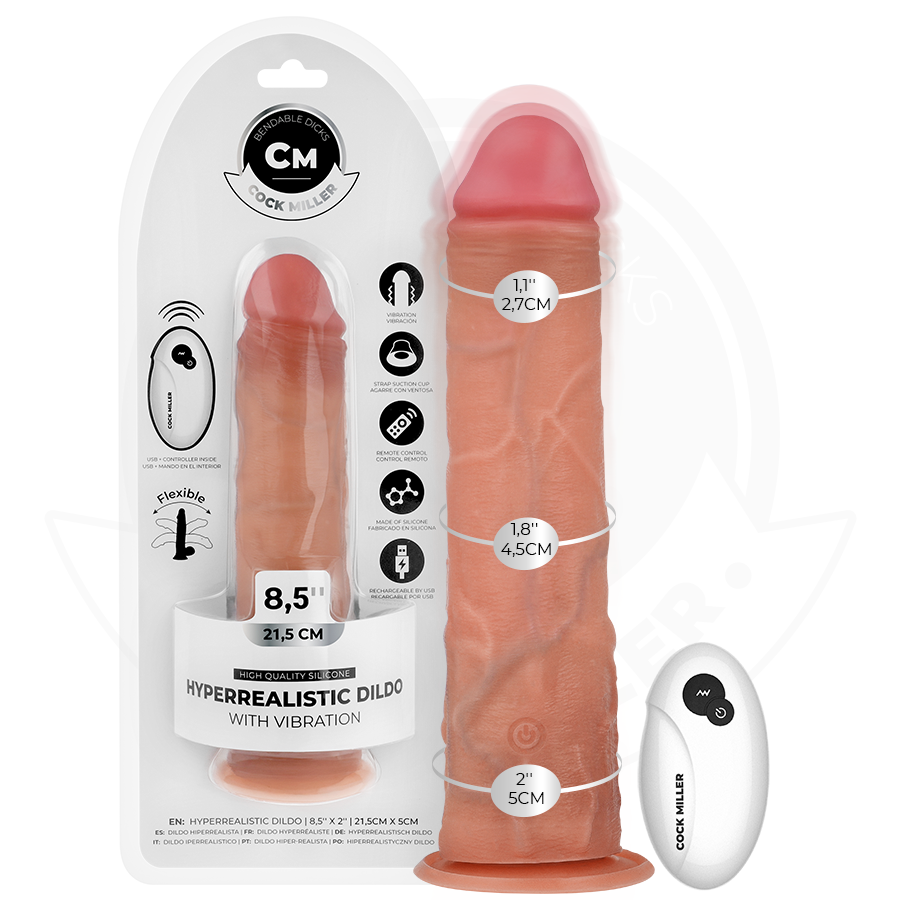 COCK MILLER - REALISTIC DILDO WITH SUCTION CUP AND VIBRATION WITH REMOTE CONTROL 21.5 CM - My naughty haven #