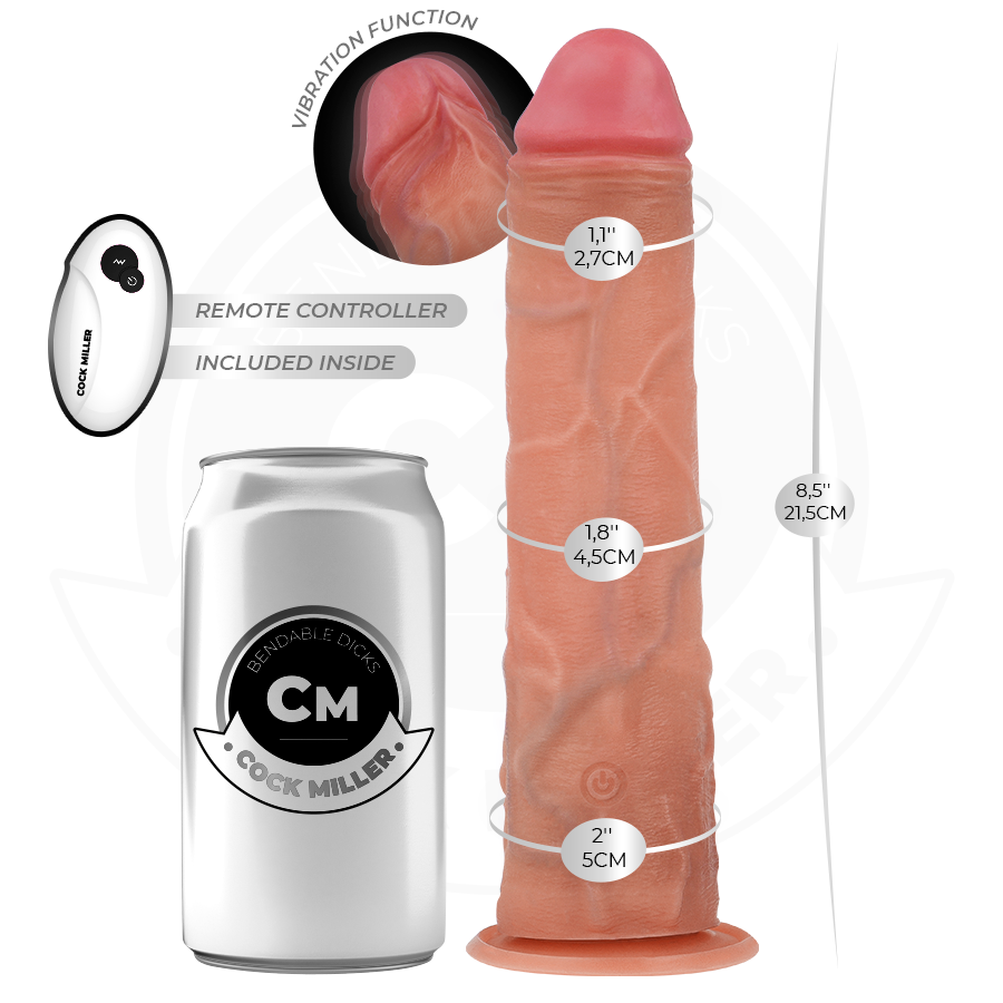 COCK MILLER - REALISTIC DILDO WITH SUCTION CUP AND VIBRATION WITH REMOTE CONTROL 21.5 CM - My naughty haven #