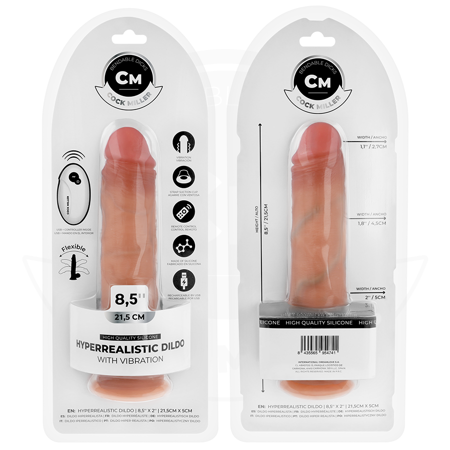 COCK MILLER - REALISTIC DILDO WITH SUCTION CUP AND VIBRATION WITH REMOTE CONTROL 21.5 CM - My naughty haven #