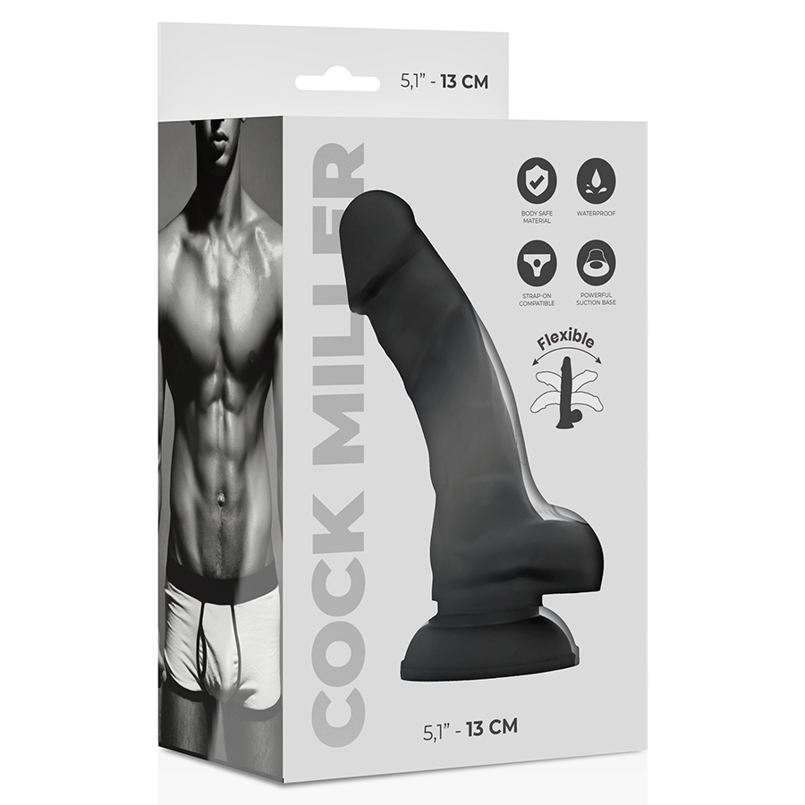 COCK MILLER - SILICONE DENSITY COCKSIL ARTICULABLE BLACK 13 CM - My naughty haven #