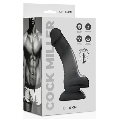 COCK MILLER - SILICONE DENSITY COCKSIL ARTICULABLE BLACK 13 CM - My naughty haven #