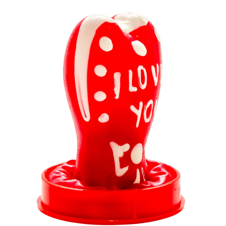 CONDOMERIE - HANDPAINTED NOVELTY CONDOMS HEART - I LOVE YOU MODEL 1 - My naughty haven #