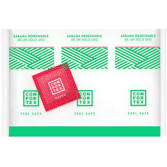 CONFORTEX - DISPOSABLE HYGIENIC SHEETS, INDIVIDUAL BAG + STRAWBERRY CONDOM - My naughty haven #