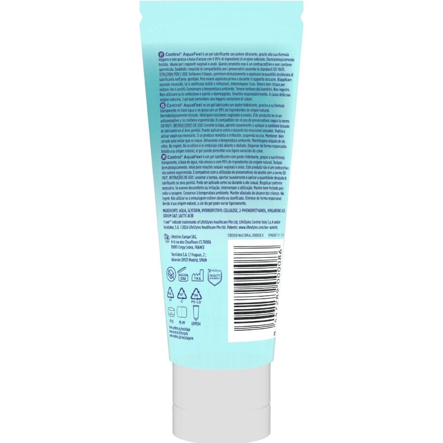 CONTROL - AQUAFEEL LUBRICANT WITH HYALURONIC ACID 80 ML - My naughty haven #