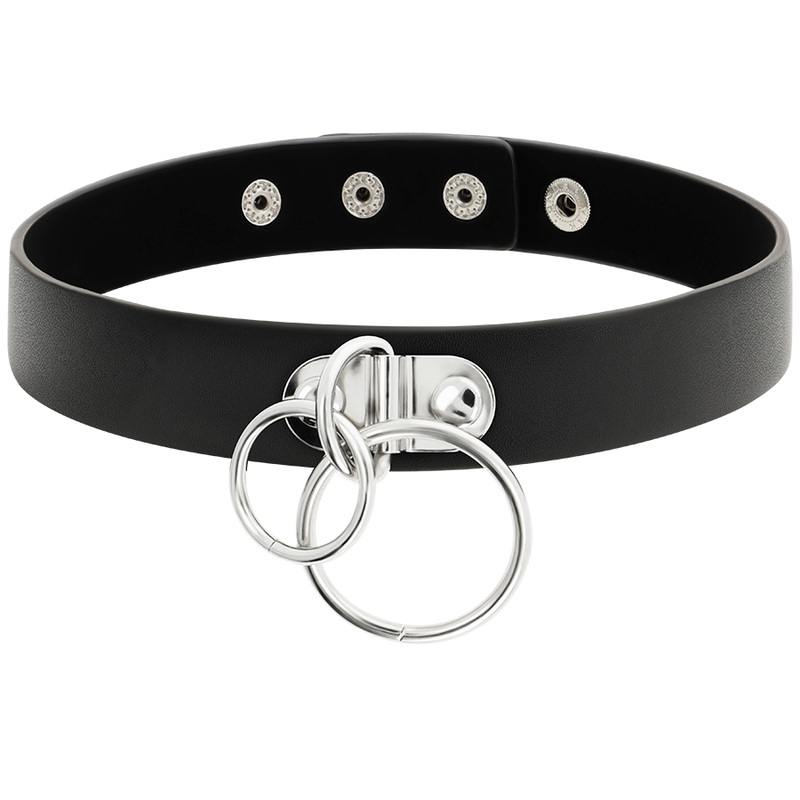 COQUETTE CHIC DESIRE - DOUBLE RING VEGAN LEATHER CHOKER - My naughty haven #