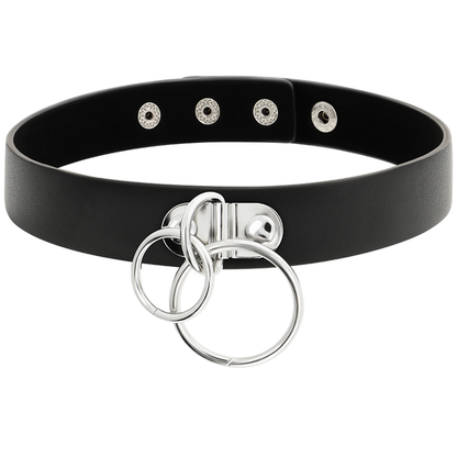 COQUETTE CHIC DESIRE - DOUBLE RING VEGAN LEATHER CHOKER - My naughty haven #