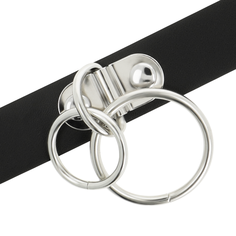 COQUETTE CHIC DESIRE - DOUBLE RING VEGAN LEATHER CHOKER - My naughty haven #