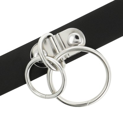 COQUETTE CHIC DESIRE - DOUBLE RING VEGAN LEATHER CHOKER - My naughty haven #
