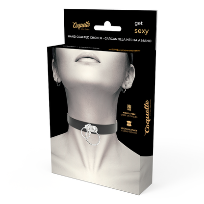 COQUETTE CHIC DESIRE - DOUBLE RING VEGAN LEATHER CHOKER - My naughty haven #