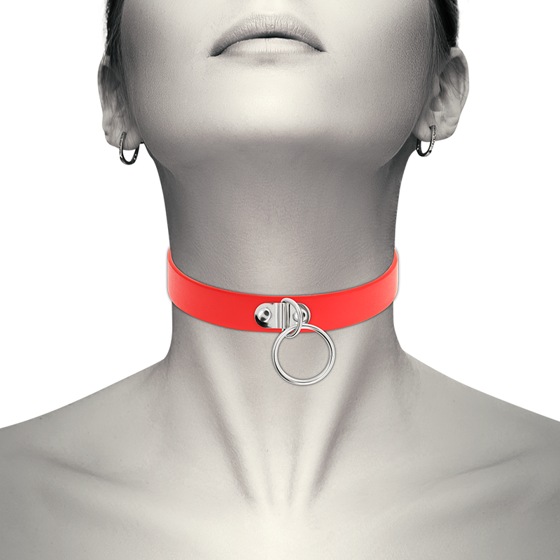 COQUETTE CHIC DESIRE - RED VEGAN LEATHER NECKLACE WOMAN FETISH ACCESSORY - My naughty haven #