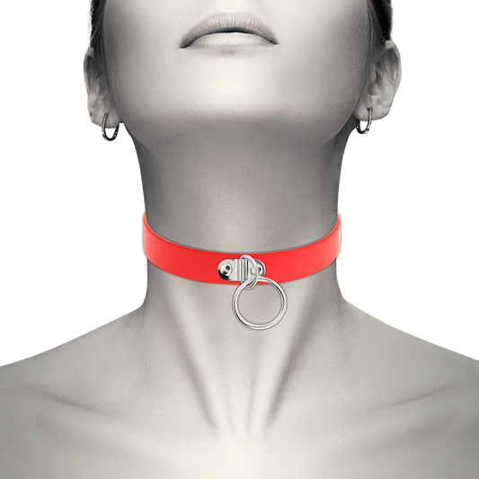 COQUETTE CHIC DESIRE - RED VEGAN LEATHER NECKLACE WOMAN FETISH ACCESSORY - My naughty haven #