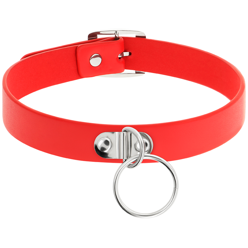 COQUETTE CHIC DESIRE - RED VEGAN LEATHER NECKLACE WOMAN FETISH ACCESSORY - My naughty haven #