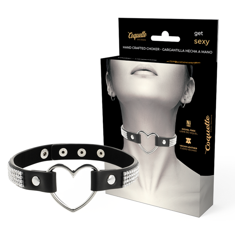 COQUETTE CHIC DESIRE - VEGAN LEATHER CHOKER WITH HEART - My naughty haven #