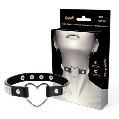 COQUETTE CHIC DESIRE - VEGAN LEATHER CHOKER WITH HEART - My naughty haven #