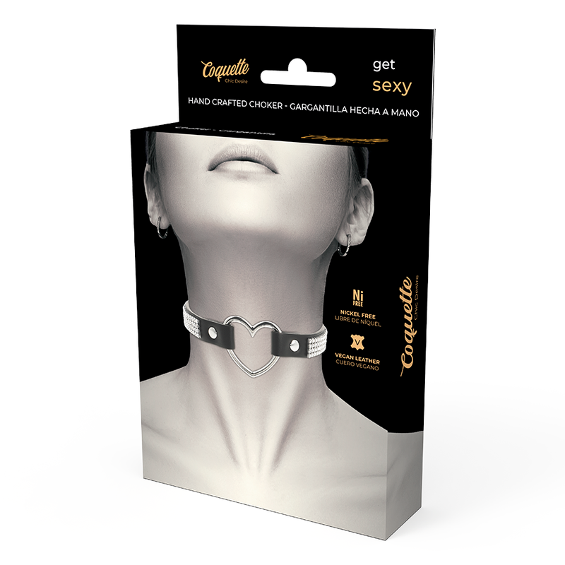 COQUETTE CHIC DESIRE - VEGAN LEATHER CHOKER WITH HEART - My naughty haven #
