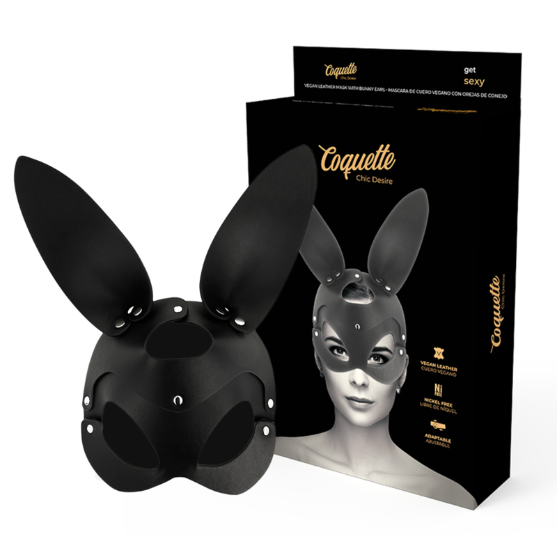 COQUETTE CHIC DESIRE - VEGAN LEATHER MASK WITH BUNNY EARS - My naughty haven #