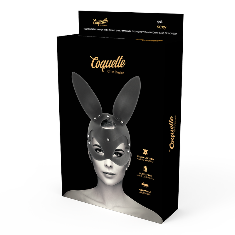 COQUETTE CHIC DESIRE - VEGAN LEATHER MASK WITH BUNNY EARS - My naughty haven #