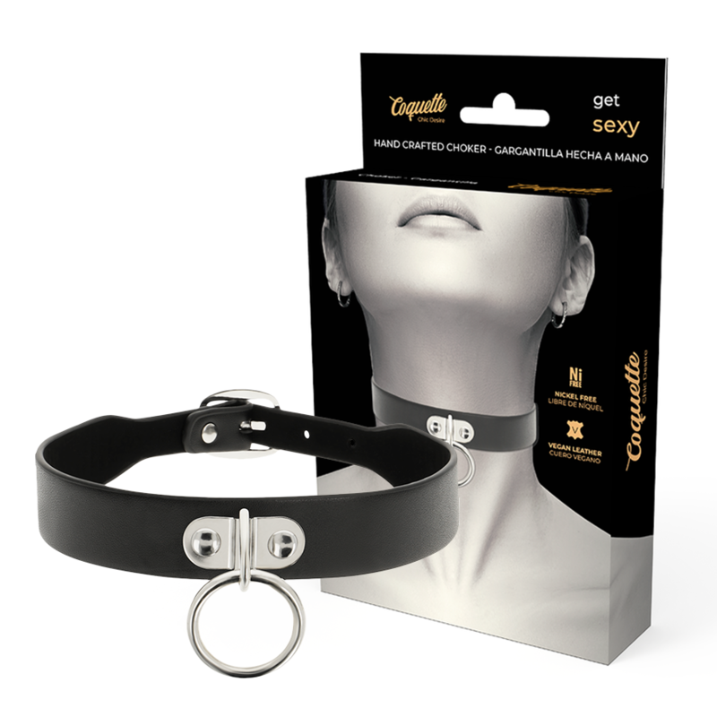 COQUETTE CHIC DESIRE - VEGAN LEATHER NECKLACE WOMAN FETISH ACCESSORY - My naughty haven #