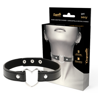 COQUETTE CHIC DESIRE - VEGAN LEATHER NECKLACE WOMAN HEART ACCESSORY - My naughty haven #