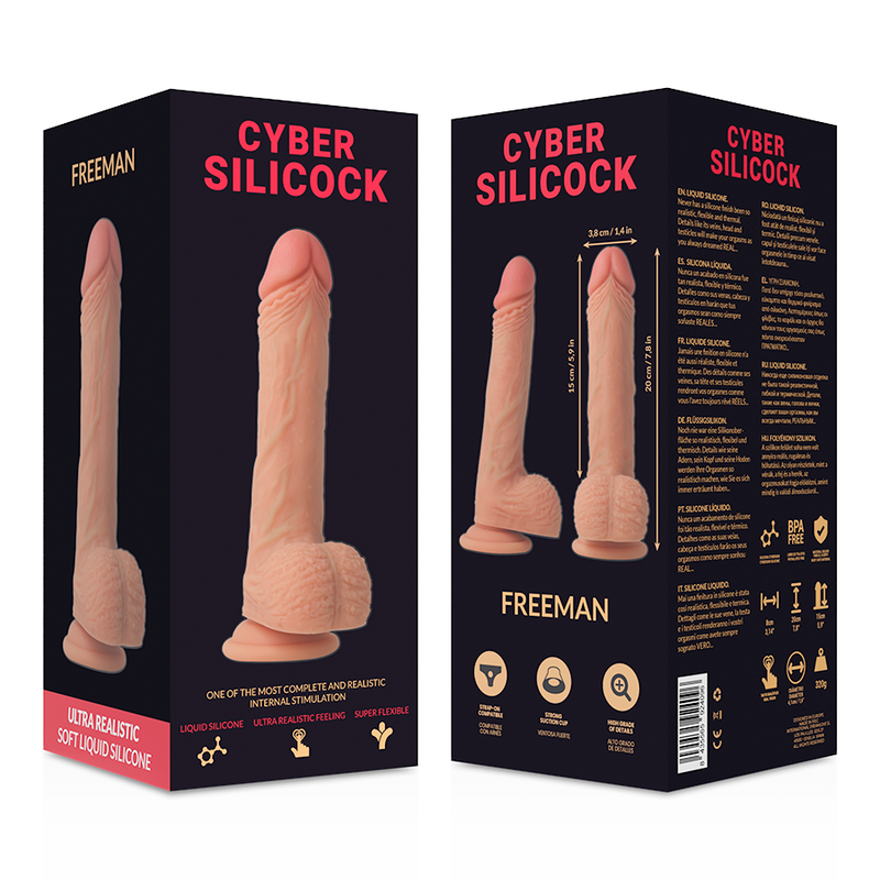 CYBER SILICOCK - STRAP-ON FREEMAN LIQUID SILICONE WITH 3 RINGS FREE 20 CM -O- 3.8 CM - My naughty haven #