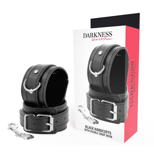 DARKNESS - BLACK ADJUSTABLE HANDCUFFS WITH DOUBLE REINFORCEMENT TAPE - My naughty haven #