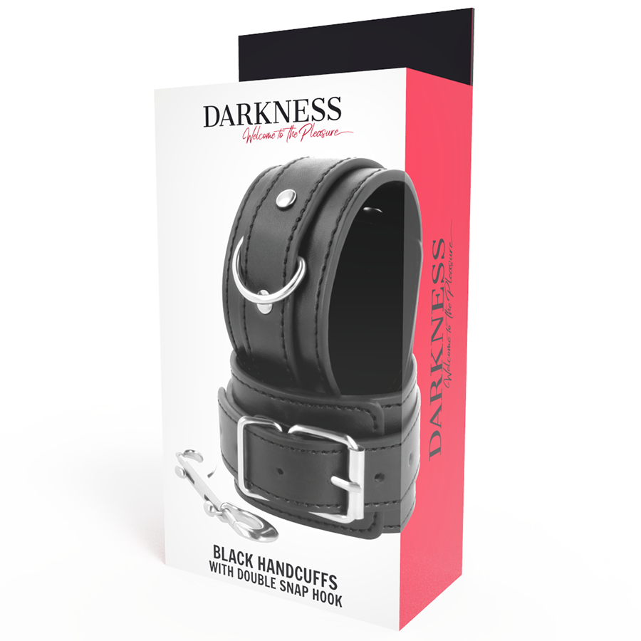 DARKNESS - BLACK ADJUSTABLE HANDCUFFS WITH DOUBLE REINFORCEMENT TAPE - My naughty haven #