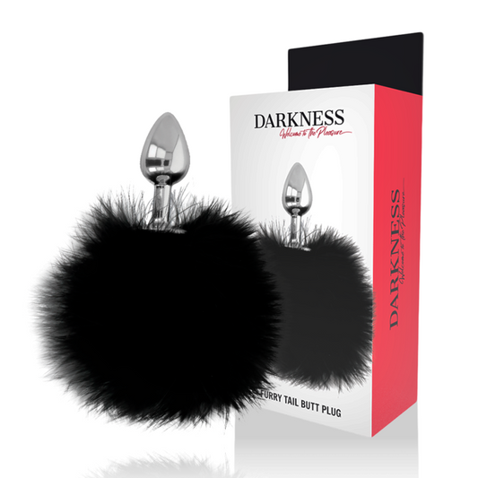 DARKNESS - EXTRA ANAL BUTTPLUG WITH TAIL BLACK 7 CM - My naughty haven #