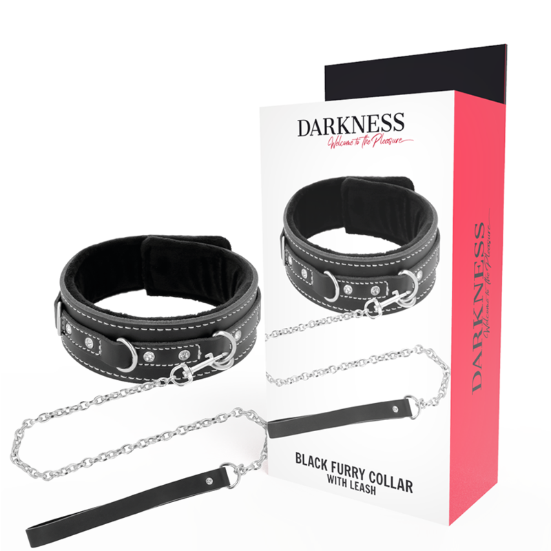 DARKNESS - HIGH QUALITY LEATHER NECKLACE WITH LEASH - My naughty haven #
