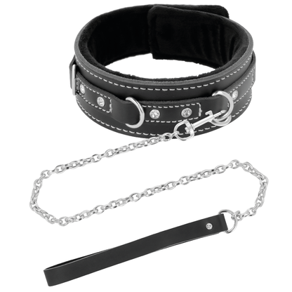 DARKNESS - HIGH QUALITY LEATHER NECKLACE WITH LEASH - My naughty haven #