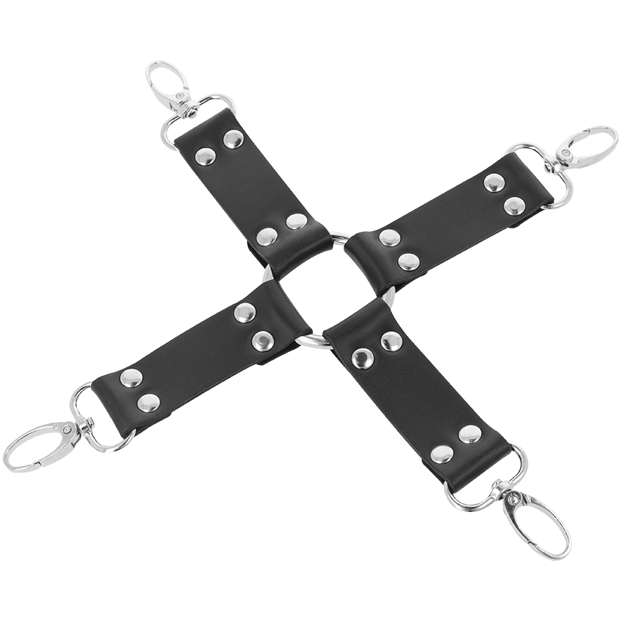 DARKNESS - LEATHER HANDCUFFS FOR FOOT AND HANDS BLACK - My naughty haven #